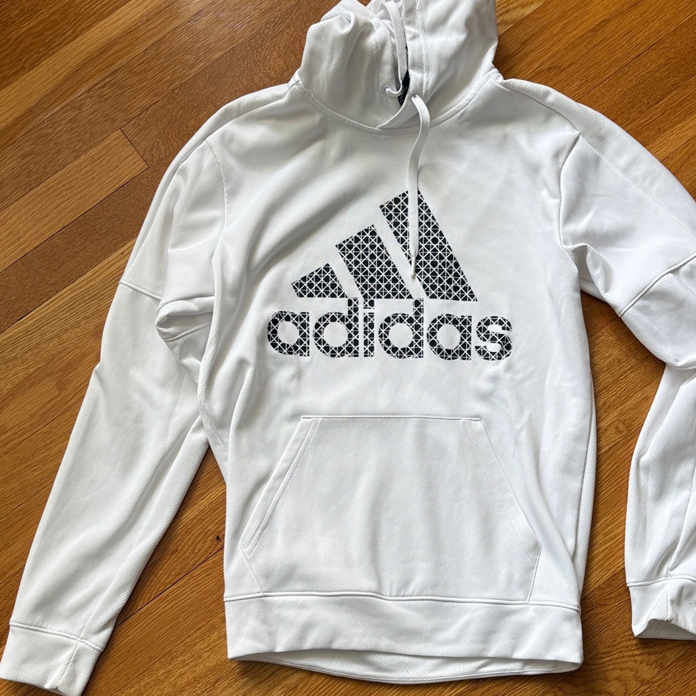Adidas White Hoodie with Black Logo